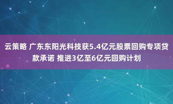 云策略 广东东阳光科技获5.4亿元股票回购专项贷款承诺 推进3亿至6亿元回购计划